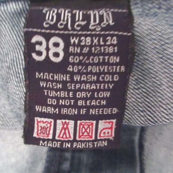 Y2K Brooklyn Express Baggy Jeans Size 38x32 Embroidered Eagle Biker Rock Grunge - Picture 9 of 12